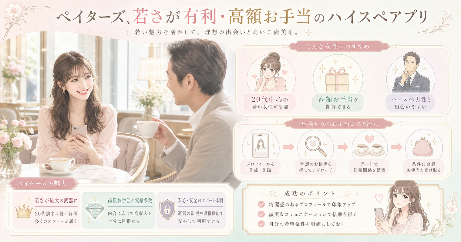 第4位:ペイターズ、若さが有利・高額お手当のハイスペアプリ