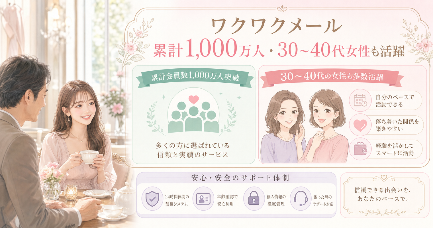 第12位:ワクワクメール、30代から40代でも競争がゆるい
