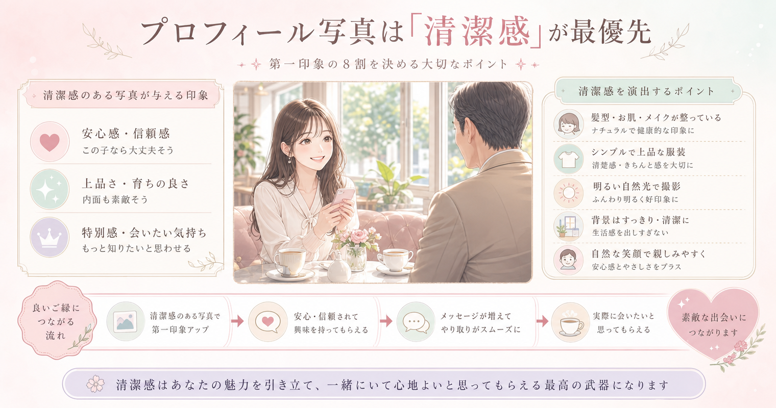 プロフィール写真は「清潔感」が最優先