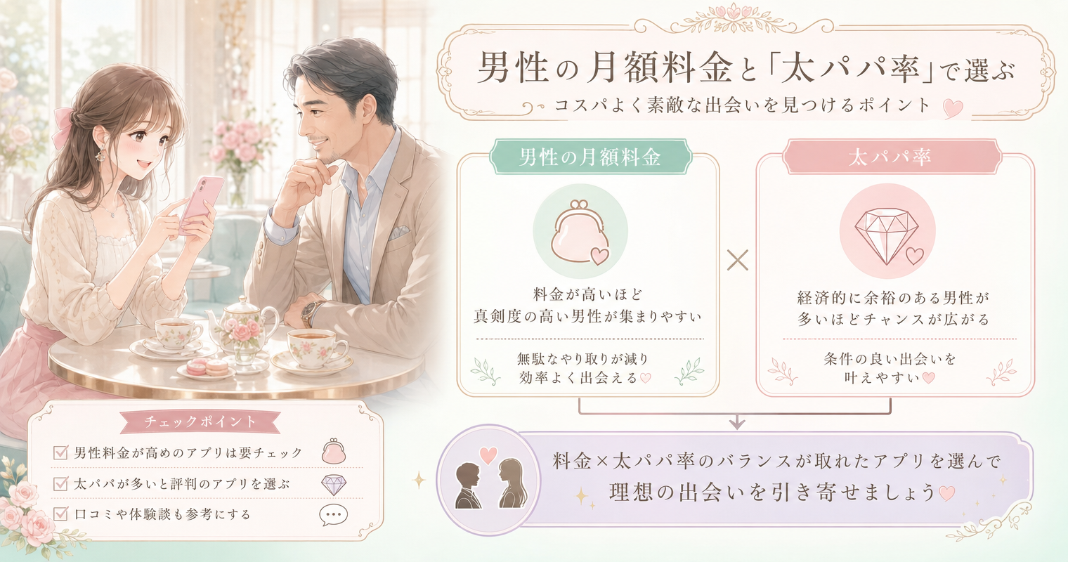 男性の月額料金と「太パパ率」で選ぶ