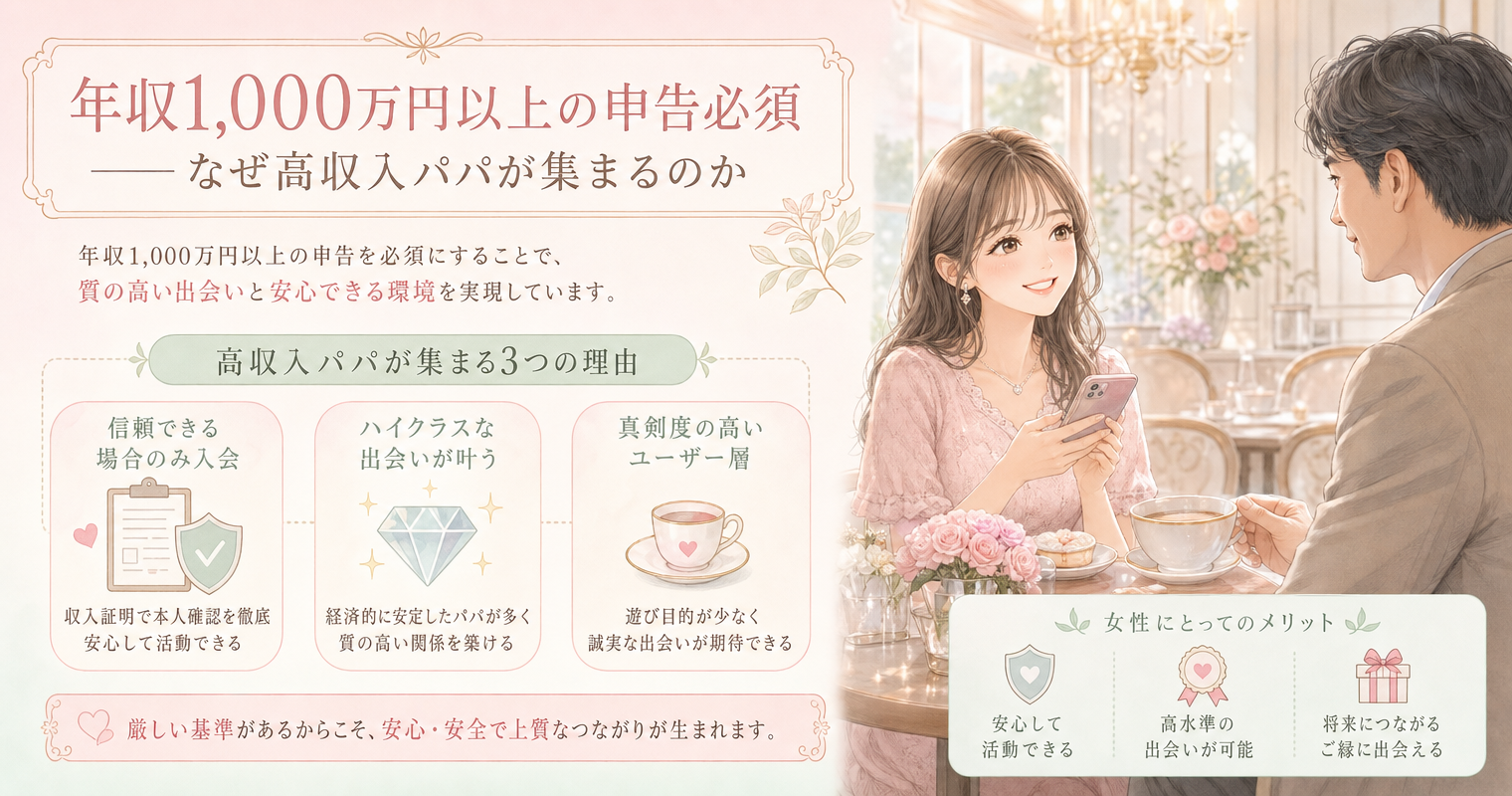 年収1,000万円以上の申告が必須だから高収入の男性が残る